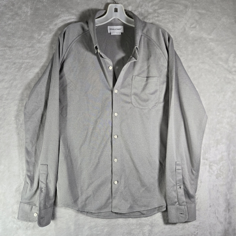 Ministry of Supply Apollo Button Down Shirt Mens Size L Large Performance Pocket